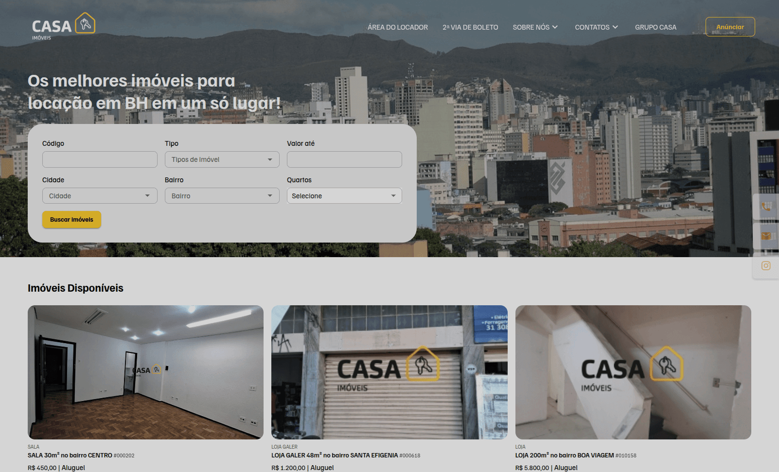 Site da Imobiliária Casa Imóveis